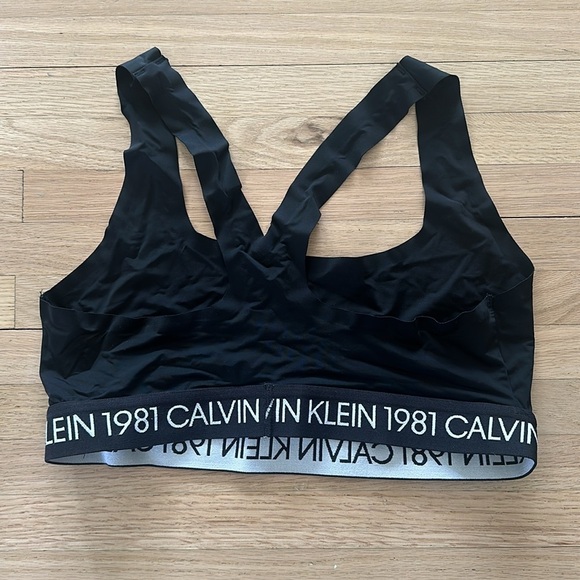 Calvin Klein Women's Racerback Black Sports Bra - Picture 5 of 5